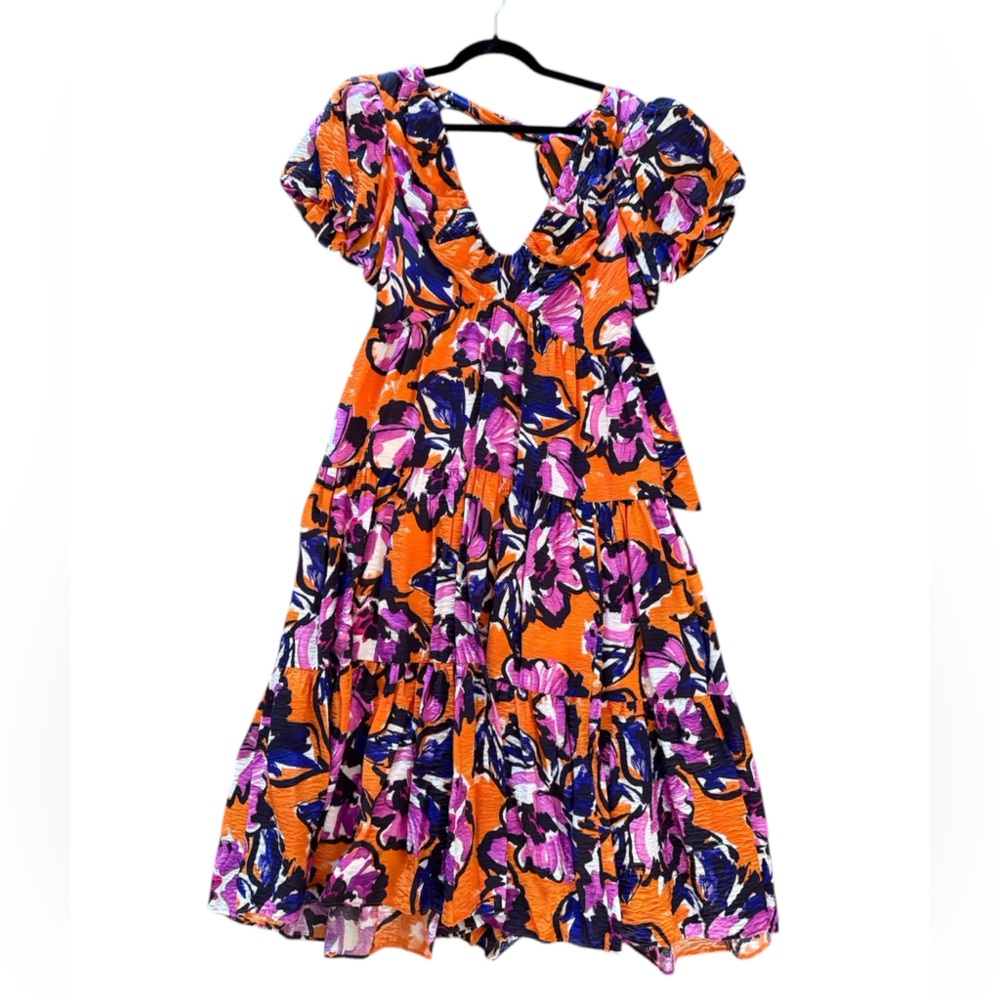 Anthropologie vibrant A-line dress flattering style